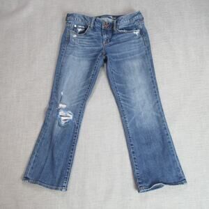 American Eagle Jeans Womens 6 Blue Denim Vintage Flare Stretch Distressed Preppy